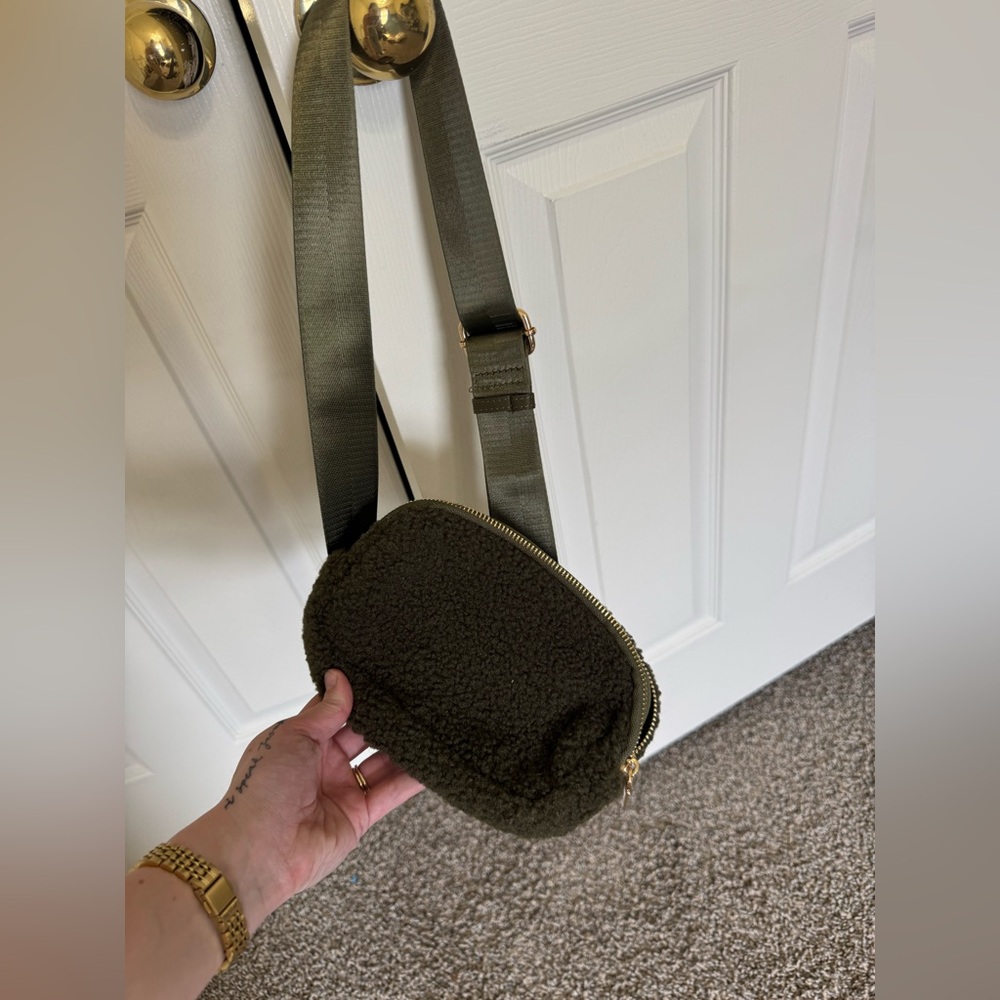 Urban Expressions Olive Green Sherpa Crossbody